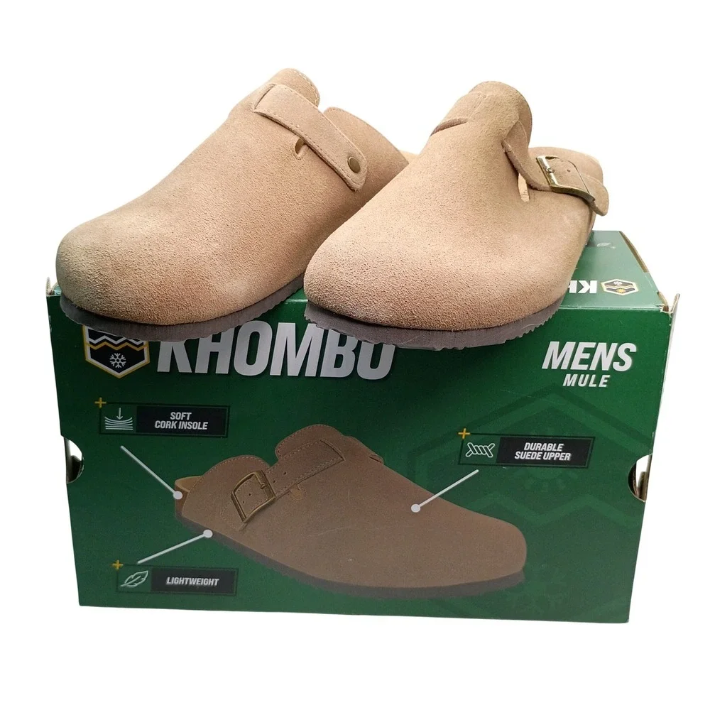 Khombu Damian Mule Men Size 11 Taupe Suede Cork Insole Slip On Clog 1967247